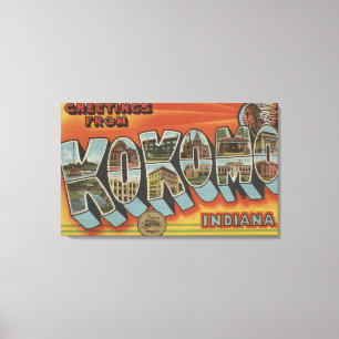 Kokomo, Indiana - Large Letter Scenes Canvas Print