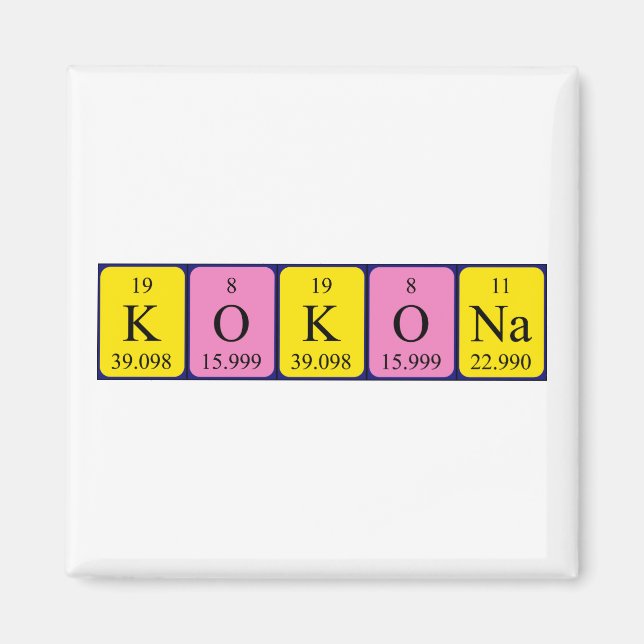 Kokona periodic table name magnet (Front)