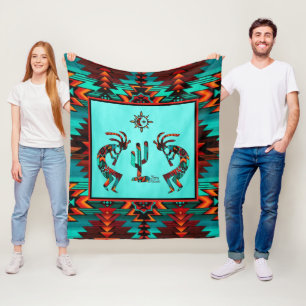 Kokopelli And Cactus Fleece Blanket