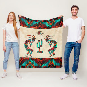 Kokopelli And Cactus Fleece Blanket