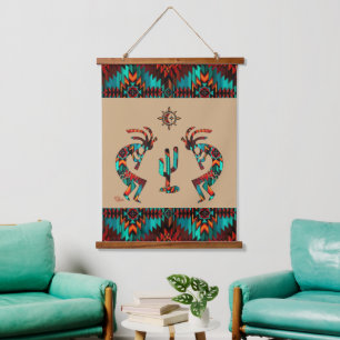 Kokopelli And Cactus Hanging Tapestry