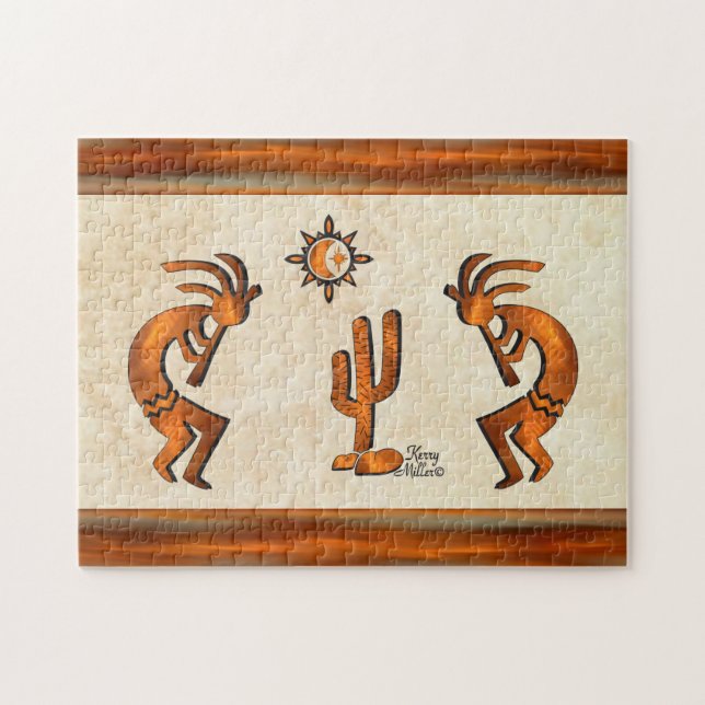 Kokopelli And Cactus Jigsaw Puzzle (Horizontal)