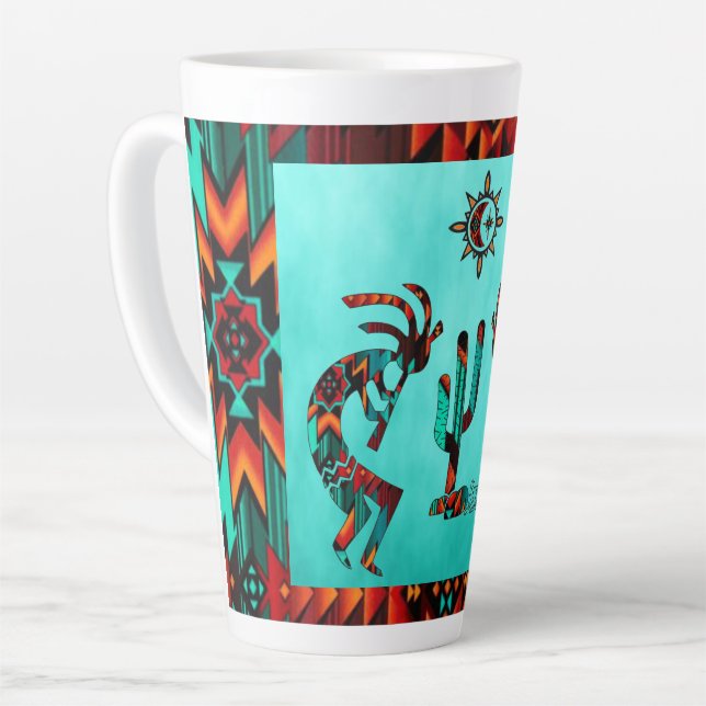 Kokopelli And Cactus Latte Mug (Left Angle)