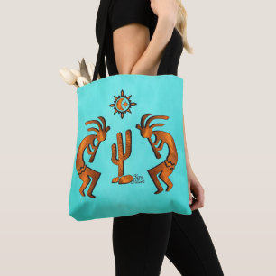 Kokopelli And Cactus Tote Bag
