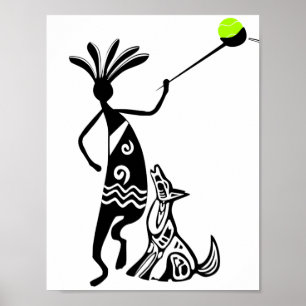 Kokopelli and Dog Poster