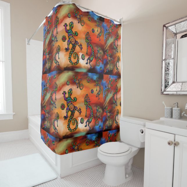 Kokopelli Art Shower Curtain (In Situ)