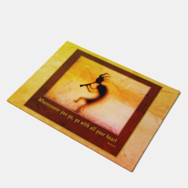 Kokopelli Attitude Confucius Quote Inspirational Doormat (Angled)
