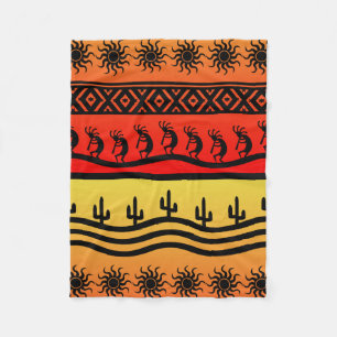 Kokopelli Aztec Tribal Desert Southwestern Design Fleece Blanket
