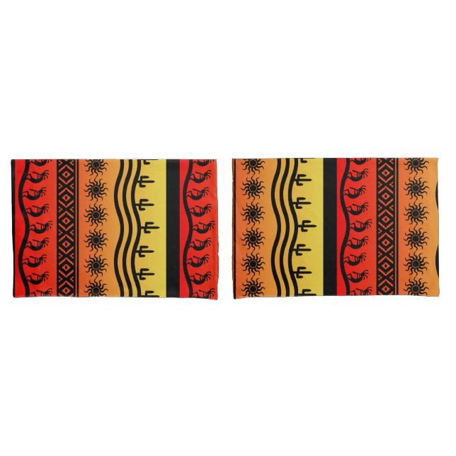 Kokopelli Aztec Tribal Desert Southwestern Design Pillowcase (Front-Set)