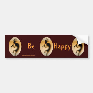 Kokopelli Be Happy Inspirational Bumper Sticker