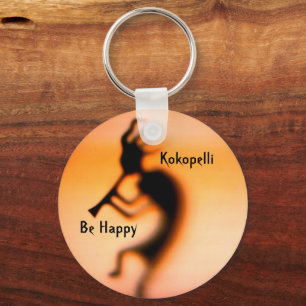 Kokopelli Be Happy Inspirational Key Ring