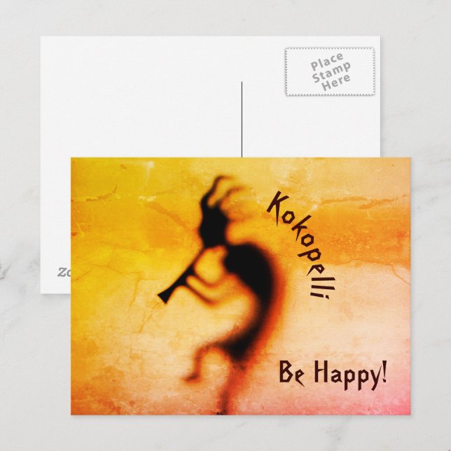 Kokopelli Be Happy Inspirational  Postcard (Front/Back)