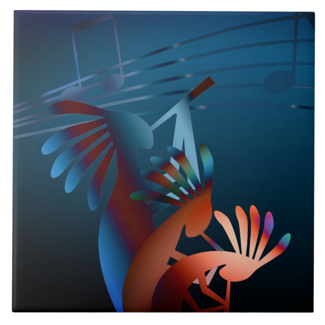 Kokopelli Blues Music 2 6" Tile (Front)