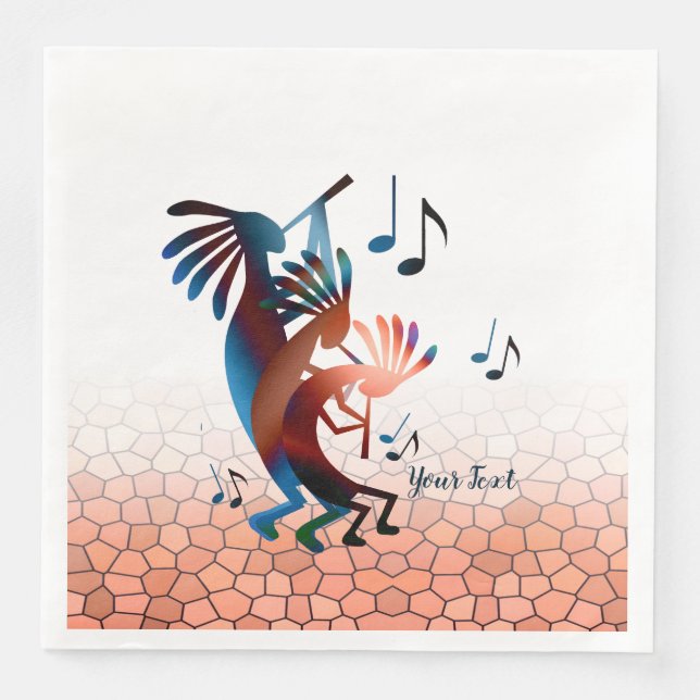 Kokopelli Blues Music 2 Desert Sunset  Napkin (Front)