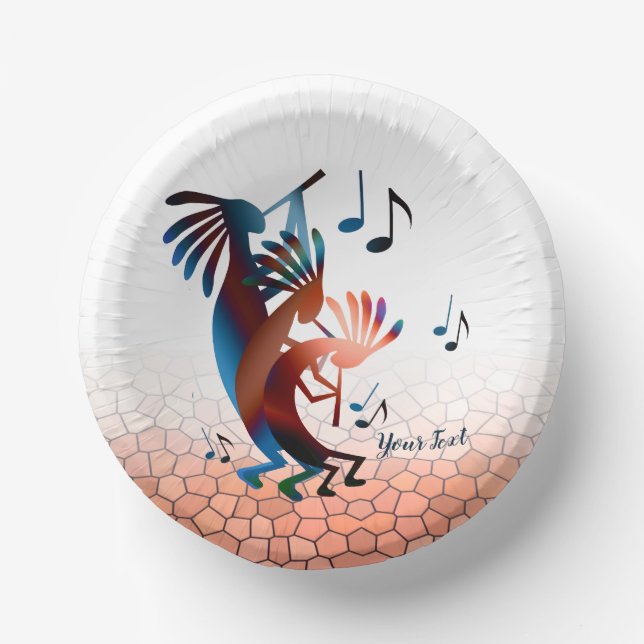 Kokopelli Blues Music 2  Desert Sunset  Paper Plate (Front)