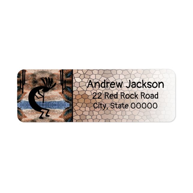 Kokopelli Brown Landscape Return Address Label (Front)