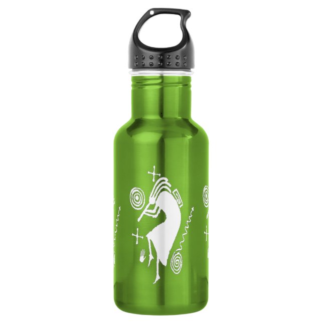 Kokopelli Carving 18oz Water Bottle (Front)