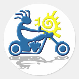 Kokopelli Chopper Classic Round Sticker