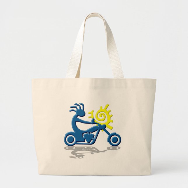 Kokopelli Chopper Large Tote Bag (Front)