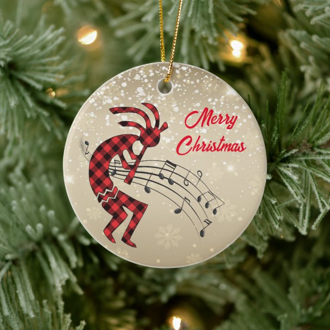 Kokopelli Christmas Ceramic Ornament (Tree)