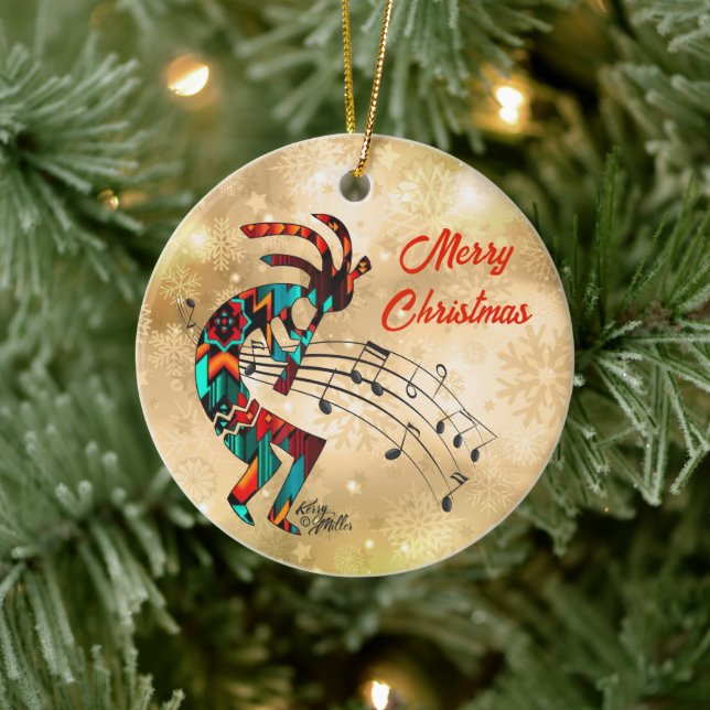 Kokopelli Christmas Ceramic Ornament (Tree)