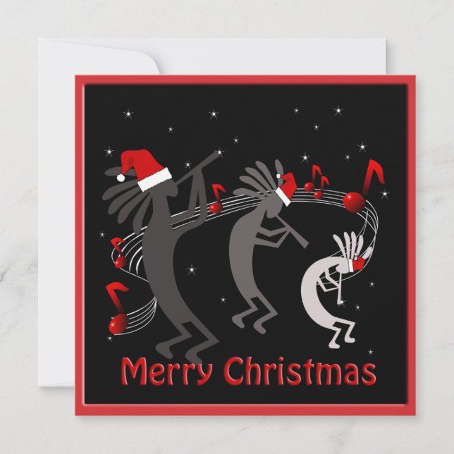 Kokopelli Christmas Flat Greeting Holiday Card (Front)