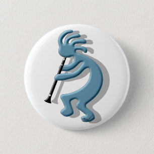 Kokopelli Clarinet 6 Cm Round Badge