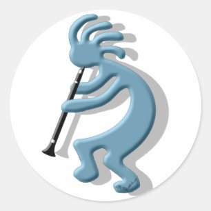 Kokopelli Clarinet Classic Round Sticker