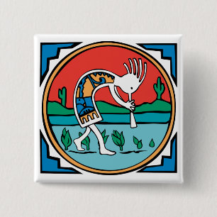 Kokopelli Colour 15 Cm Square Badge