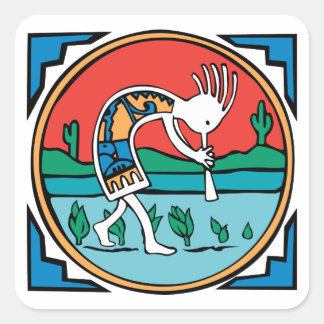 Kokopelli Colour Square Sticker