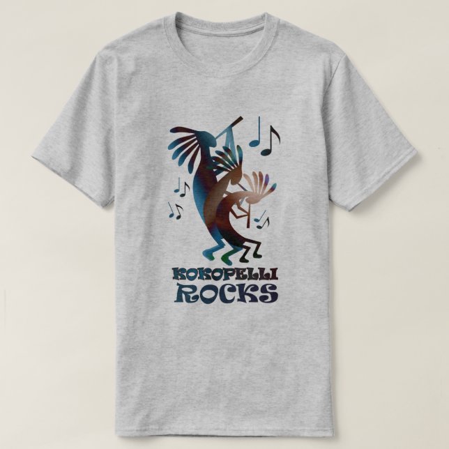 Kokopelli Dance Musician Basic Grey T T-Shirt (Design Front)