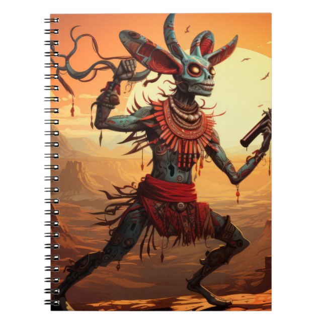 Kokopelli Dancing At Cliff Edge Notebook (Front)