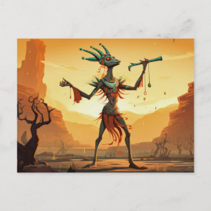 Kokopelli Dancing On The Canyon Floor Postcard