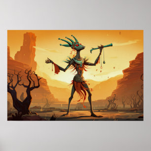 Kokopelli Dancing On The Canyon Floor Poster