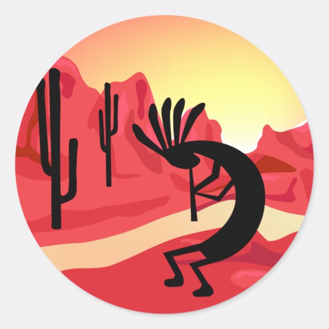 Kokopelli Desert Sunset 3" Craft Sticker (Front)