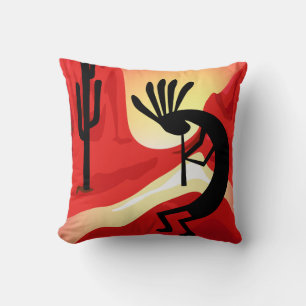 Kokopelli Desert Sunset  Pillow