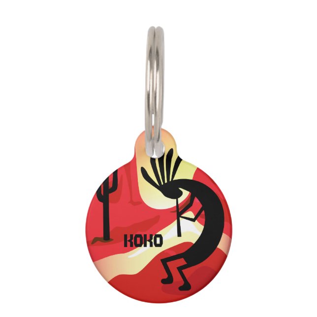 Kokopelli Desert Sunset Southwest Pet Tag (Front)