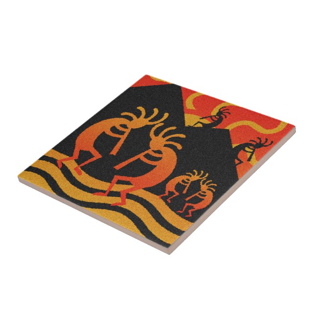 Kokopelli Desert Sunset Southwest Tile (Side)