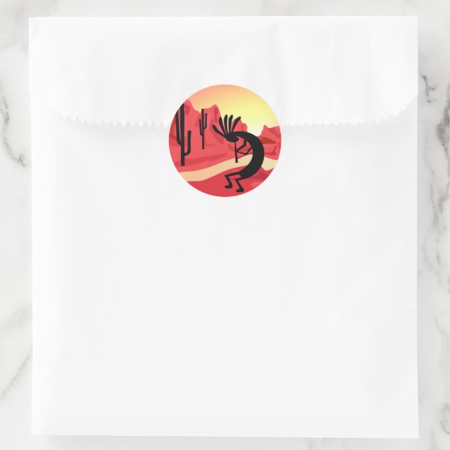 Kokopelli Desert Sunset  Sticker (Bag)