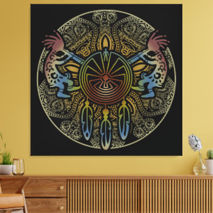 Kokopelli Duo - Man In The Maze - Dreamcatcher 1 Canvas Print