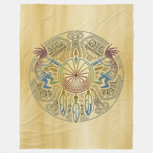 Kokopelli Duo - Man In The Maze - Dreamcatcher 1 Fleece Blanket