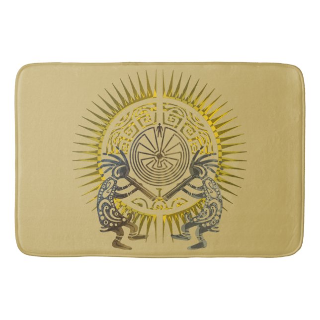 Kokopelli Duo - Man In The Maze - Sun 1 Bath Mat (Front)