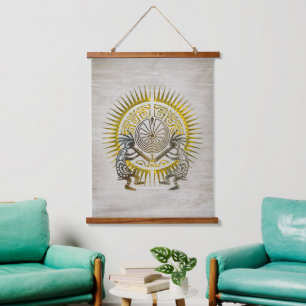 Kokopelli Duo - Man In The Maze - Sun 1 Hanging Tapestry