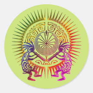 Kokopelli Duo - Man In The Maze - Sun 1a Classic Round Sticker