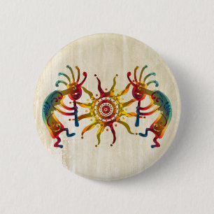 KOKOPELLI DUO SUN + your ideas 6 Cm Round Badge