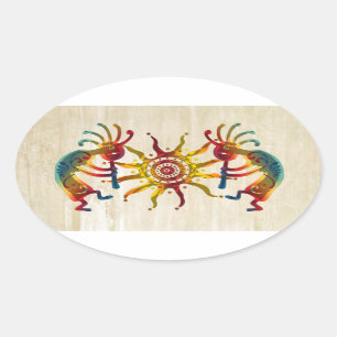 KOKOPELLI DUO SUN + your ideas Oval Sticker