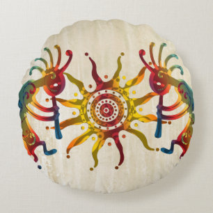 KOKOPELLI DUO SUN + your ideas Round Cushion