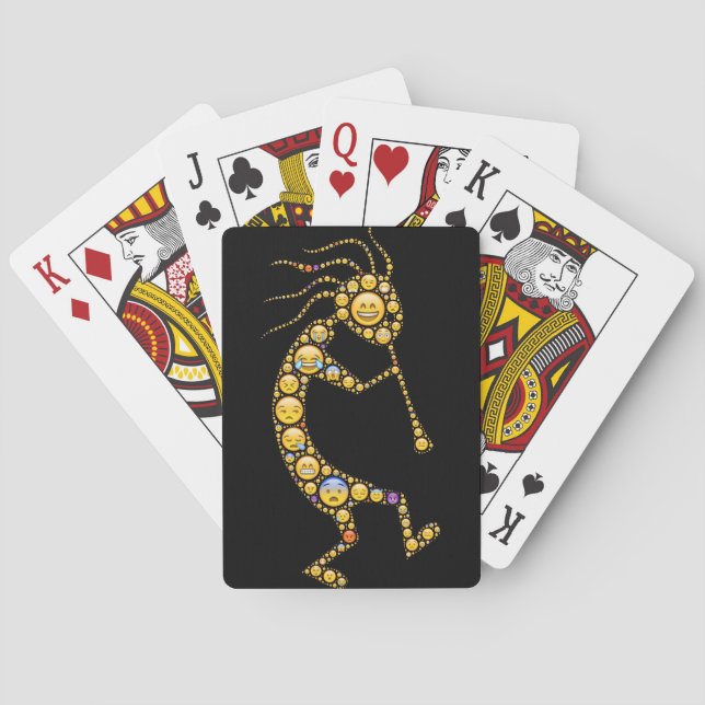 Kokopelli emoji art magical icons playing cards (Back)