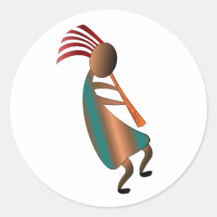 Kokopelli Flute Player Classic Round Sticker