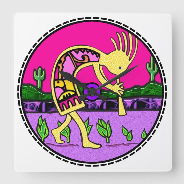 Kokopelli Flute Player Southwestern Clock (Front)